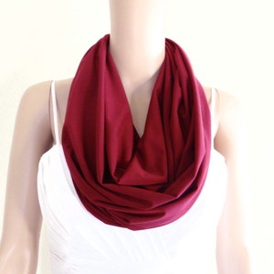 Light Burgundy Scarf. Circle Scarf. Loop Scarf. Soft Cotton Spandex Scarf.