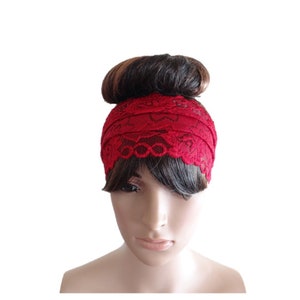 Red Lace Headband. Lace Head Wrap