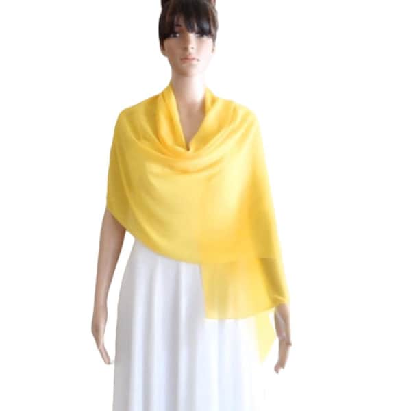 Daffodil Yellow Shawl. Daffodil Yellow Wrap Scarf. Long Chiffon scarf. Soft Scarf.