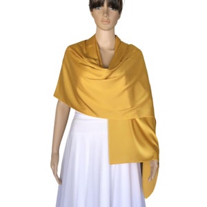 Gold Silk Shawl. Soft Silk Wrap Scarf. Gold Long Scarf.