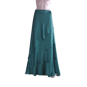Peacock Bridesmaid Skirt. Silk Maxi Skirt. Long Evening Skirt. Party Skirt.