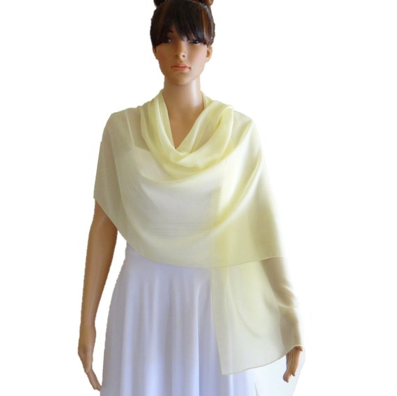 Pale Yellow Long Scarf. Pale Yellow Wrap Scarf. Soft Chiffon Scarf