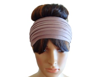 Dark Tan Headband. Wide Head Wrap