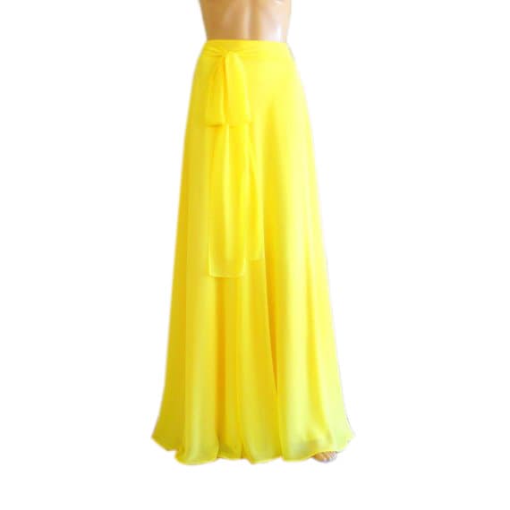 Maxi skirt chiffon yellow top