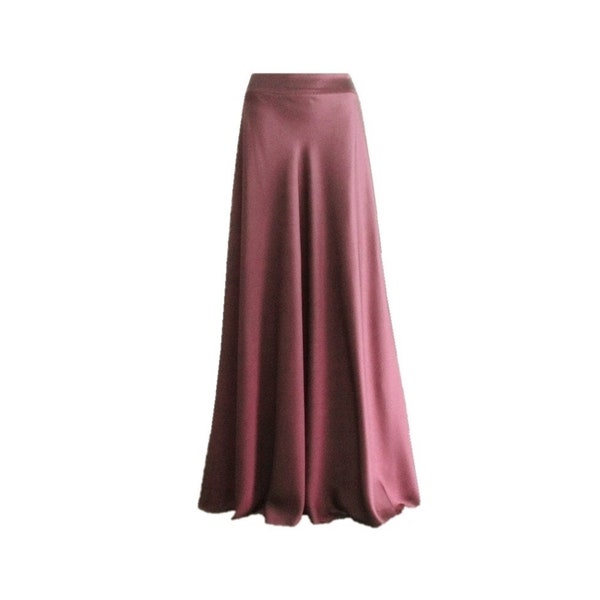 Wine Maxi Skirt. Silk Floor Length Skirt. Wine Bridesmaid Skirt. Long Evening Skirt.