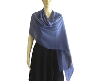 Light Dusty Blue Chiffon Shawl. Light Dusty Blue Long Scarf