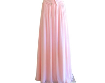 Baby Pink Maxi Skirt. Baby Pink Bridesmaid Skirt. Long Evening Skirt. Chiffon Floor Length Skirt.