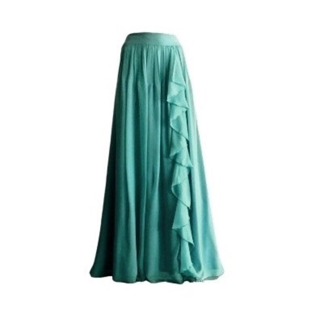 Turquoise Maxi Skirt. Turquoise Ruffle Skirt. Long Bridesmaid - Etsy