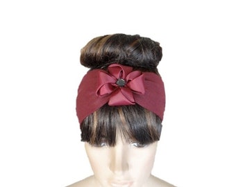 Fascia di capelli della Borgogna. Avvolgimento testa ad arco headband. Involucro per capelli Morbido Cotone Spandex.