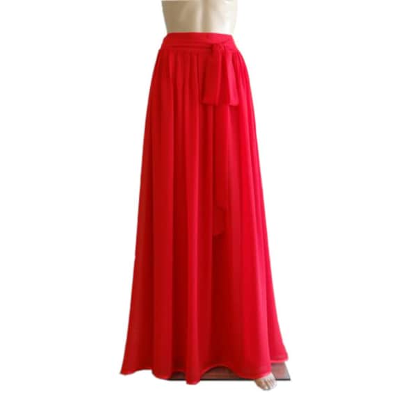 Long Red Skirt Etsy