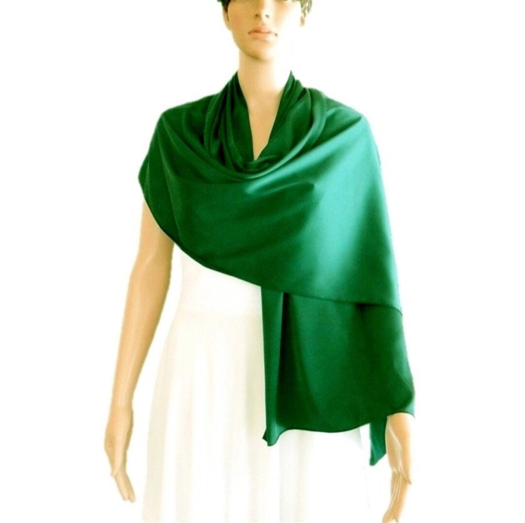 Emerald Green Shawl. Soft Silk Scarf. Emerald Green Long Scarf. Etsy