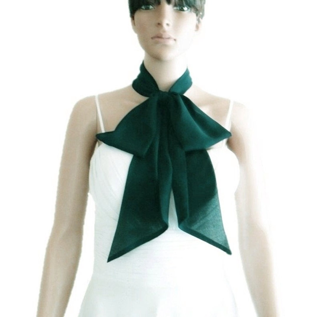Forest Green Bow Tie Forest Green Neck Chiffon Wrap