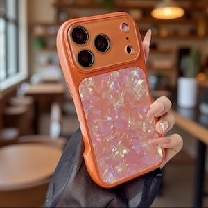 Glitter Shell Pattern iPhone Case, Shockproof Camera Control Button Cover