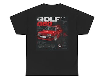 Golf G60 Mk2 T-Shirt | Retro Automotive Graphic Tee | 80s 90s German Hot Hatch Car Shirt | G60 Enthusiast Gift