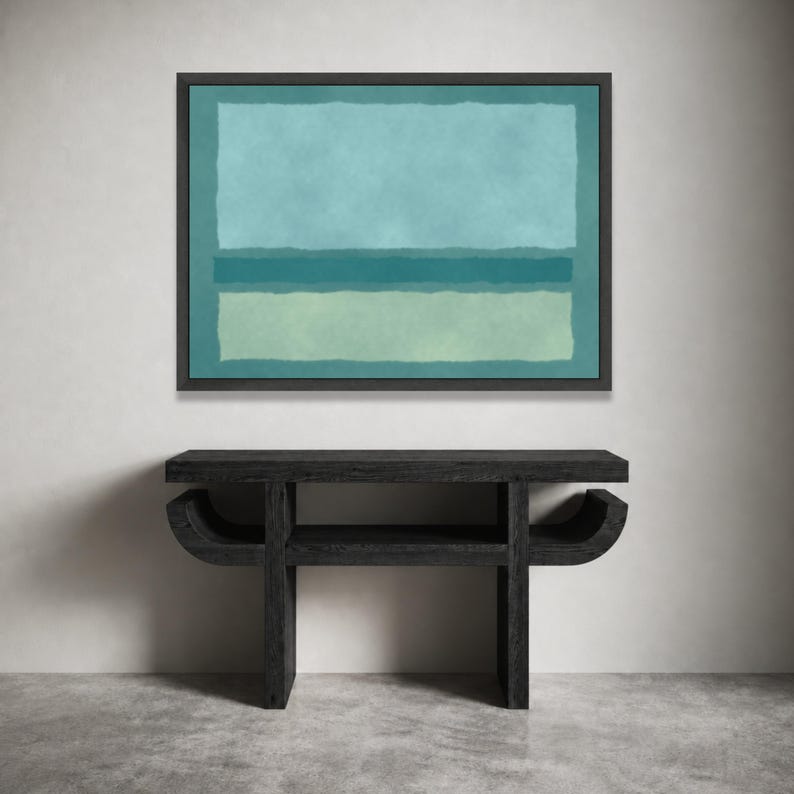 Mark Rothko Style Abstract Canvas Wall Art, Blue Green Color Fields ...