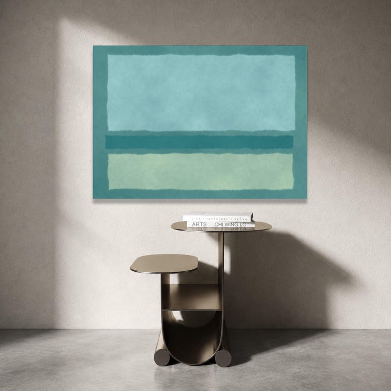 Mark Rothko Style Abstract Canvas Wall Art, Blue Green Color Fields ...