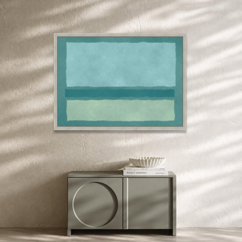 Mark Rothko Style Abstract Canvas Wall Art, Blue Green Color Fields ...