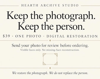 Custom Photo Restoration — Old Family Photograph Repair, One Digital File