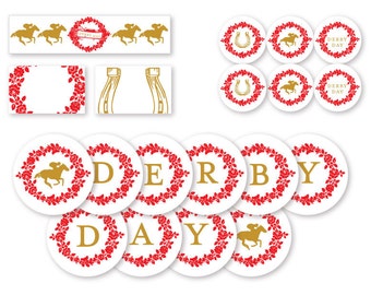 PRINTABLE PDF set -- Kentucky Derby party decorations