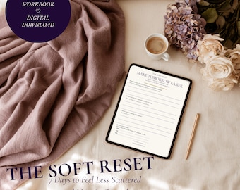 7 Day Reset Workbook for Women | Mental Load & Overwhelm Printable | Self Care Digital Planner | The Soft Reset