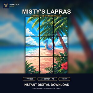Misty's Lapras 194/182 Pokemon Extended Art | 9-Pocket Binder Page | Destined Rivals Digital Download