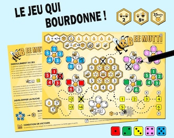Jeu de dés à imprimer pour 2 joueurs, lancer et écrire, PDF imprimable, téléchargement immédiat