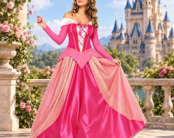 Pink Sleeping Beauty Princess Gown | Aurora-Inspired Fairytale Dress (Adult)