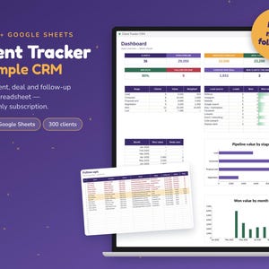 Client Tracker Spreadsheet, Small Business CRM, Sales Pipeline, Lead Tracker, Follow Up Tracker, Excel and Google Sheets Template