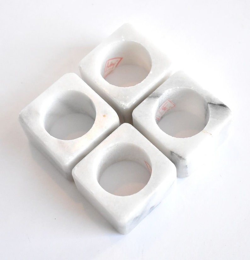 White Marble Napkin Rings Etsy