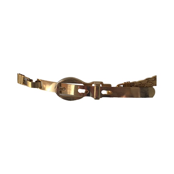 Vintage Elastic Braided Gold Metal Belt - image 2