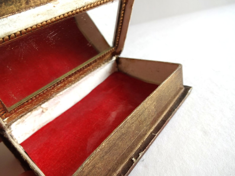 Antique Vintage French Faux Book Jewelry Box with Decoupage Girl