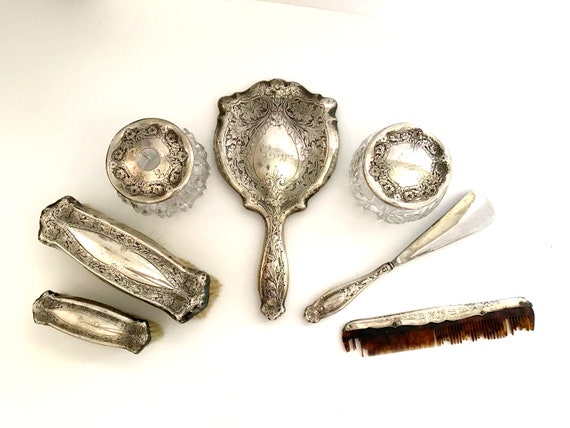 Antique Vintage Art Nouveau Sterling Silver Dresser Set Etsy