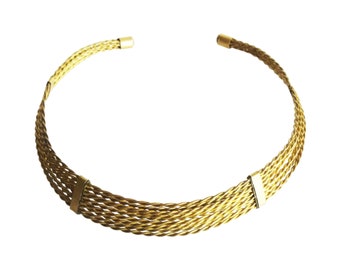 Vintage Braided Brass Choker Necklace