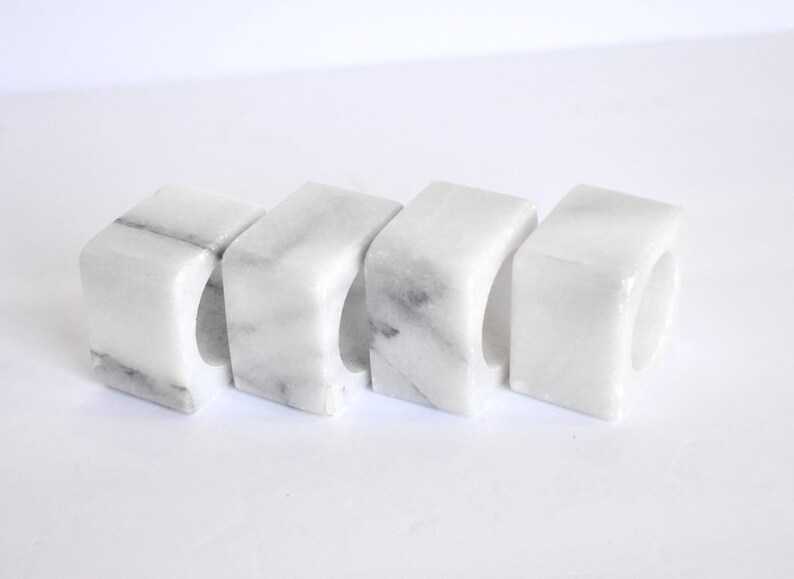 White Marble Napkin Rings Etsy