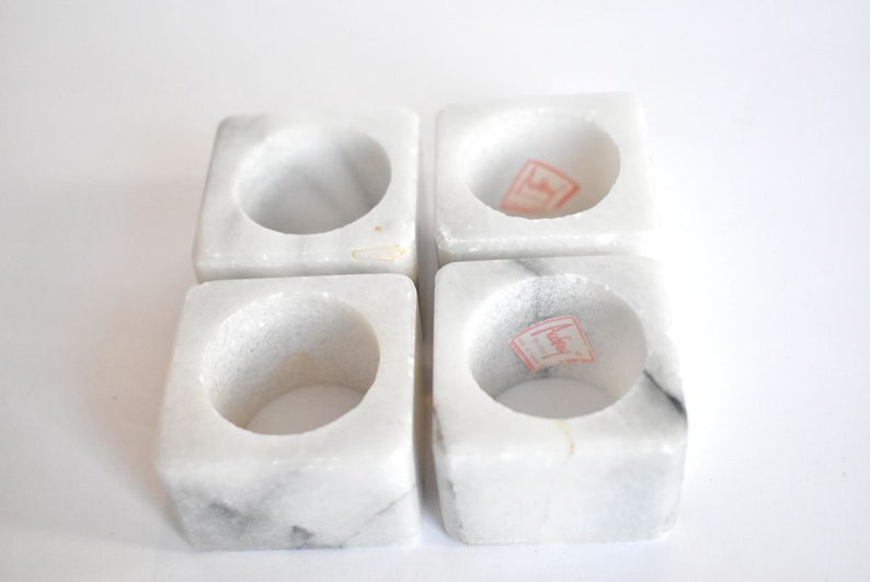 White Marble Napkin Rings Etsy