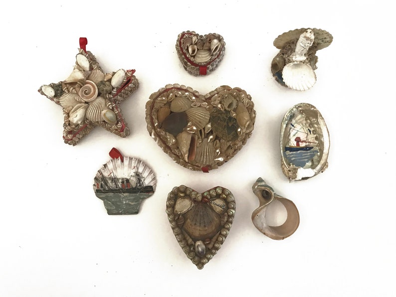 Vintage Sailor/'s Valentine Souvenir Shell Heart-Shaped Jewelry Box Trinket Box