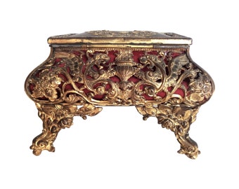 Napoleon III Ormolu Jewelry Box with Winged Lions