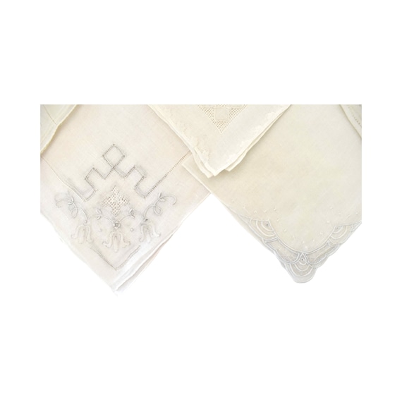 Collection of Ten Antique White Linen Handkerchie… - image 7