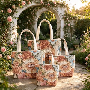 Handmade Vintage Sunflower Floral Gold Thread Jacquard Embroidery Tote Bag, Garden Canvas Handbag