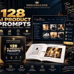 AI Product Content Creator Kit | 128 Prompts for Photos, Ads, Social Media (Digital Download)