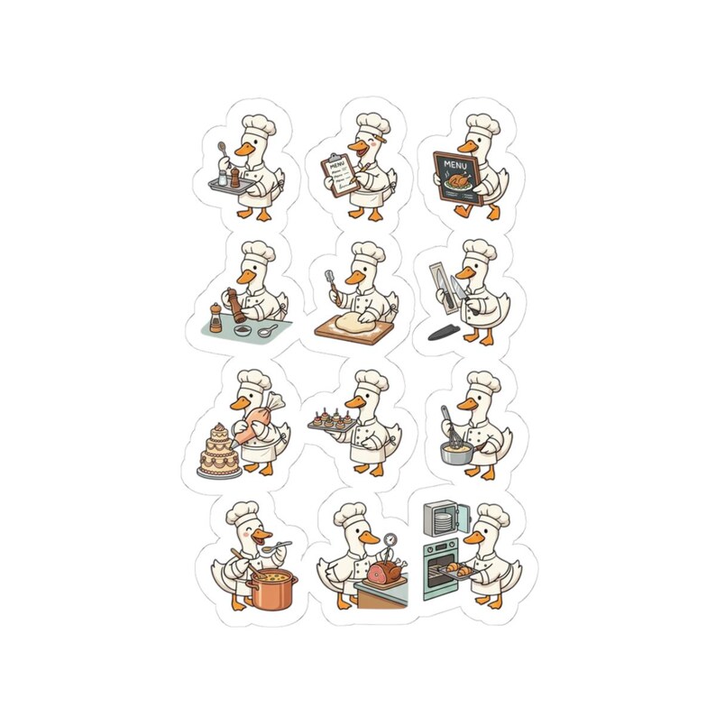 Chef Duck Baking Humor Stickers | Kiss-cut Vinyl Kitchen Motifs - Etsy
