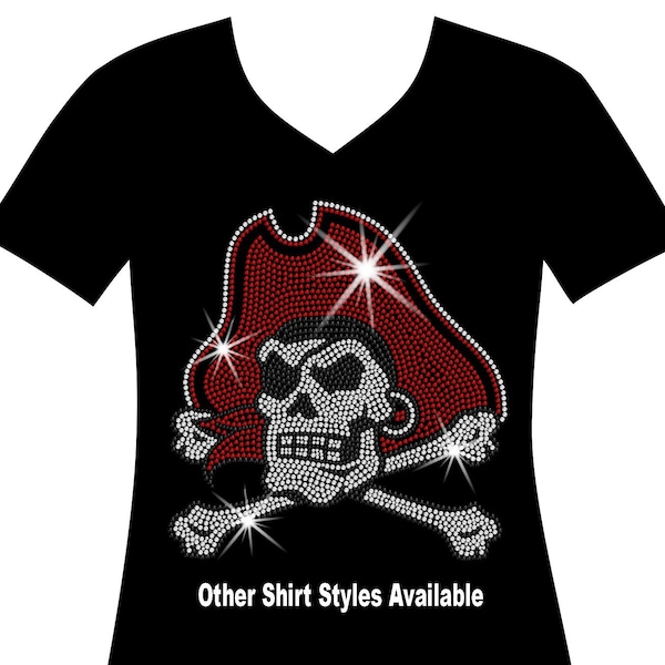 Pirate Skull and Crossbones RHINESTONE Mega Bling Shirt, Pirate Skull Bling T, Crossbones Bling T, Bikers Week Bling, Bad Girl, Gasparilla