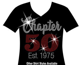 Chapter 50 Est 1975 Birthday (customize your year and age) RHINESTONE Mega Bling, Ladies Birthday Diva Shirt, Birthday Diva, Birthday Queen