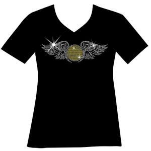 Tennis Ball with Wings Tennis Player RHINESTONE Mega Bling Shirt, SPANGLE Tennis Bling T Ladies Tennis Player Bling T, Matching Tennis Shirt