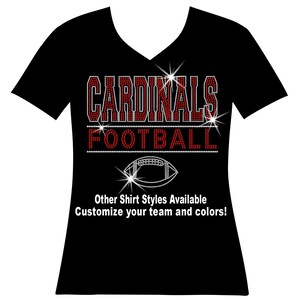 Football Team RHINESTONE Mega Bling Shirt, Ladies Sparkle Football T, Custom College Football SPANGLE T, High school Customize Team & Colors