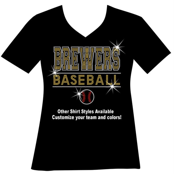 Custom Baseball Team Mega Bling RHINESTONE Shirt , Matching SPANGLE baseball Bling T, Sparkle Ladies Baseball Bling, Baseball Mom Bling T