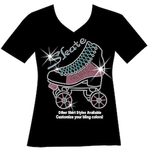 Roller Skate, Roller Derby Roller Skating RHINESTONE Mega Bling, Roller Skate SPANGLE Bling T, Customize your Colors, Roller Skate Bling T