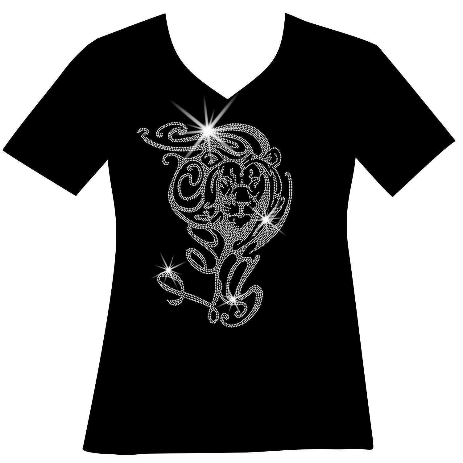 Leo Lion Head Zodiac Birthday Rhinestone Bling Shirt, Custom Colors