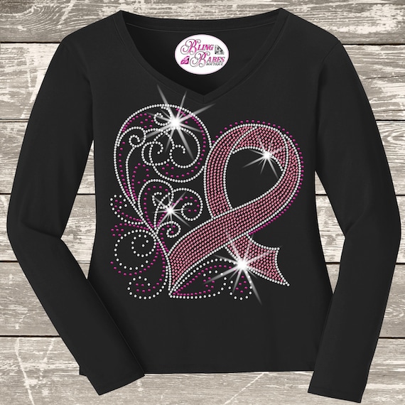Pink Ribbon Shirt: Rhinestone Bling - Survivor Support Tee