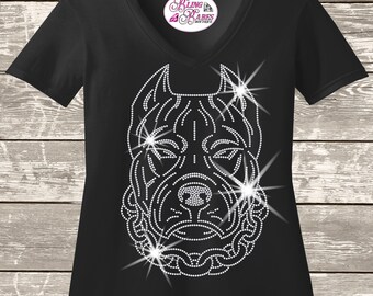 Bulldog Rhinestone Shirt, Bulldog with Chain Collar Tee, Spiked Collar Dog Lover Shirt, Bulldog Mom Gift, Sparkly Dog Lover Apparel